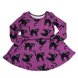 NWT Children's Place Purple W/Black Halloween Cat Skater Dress